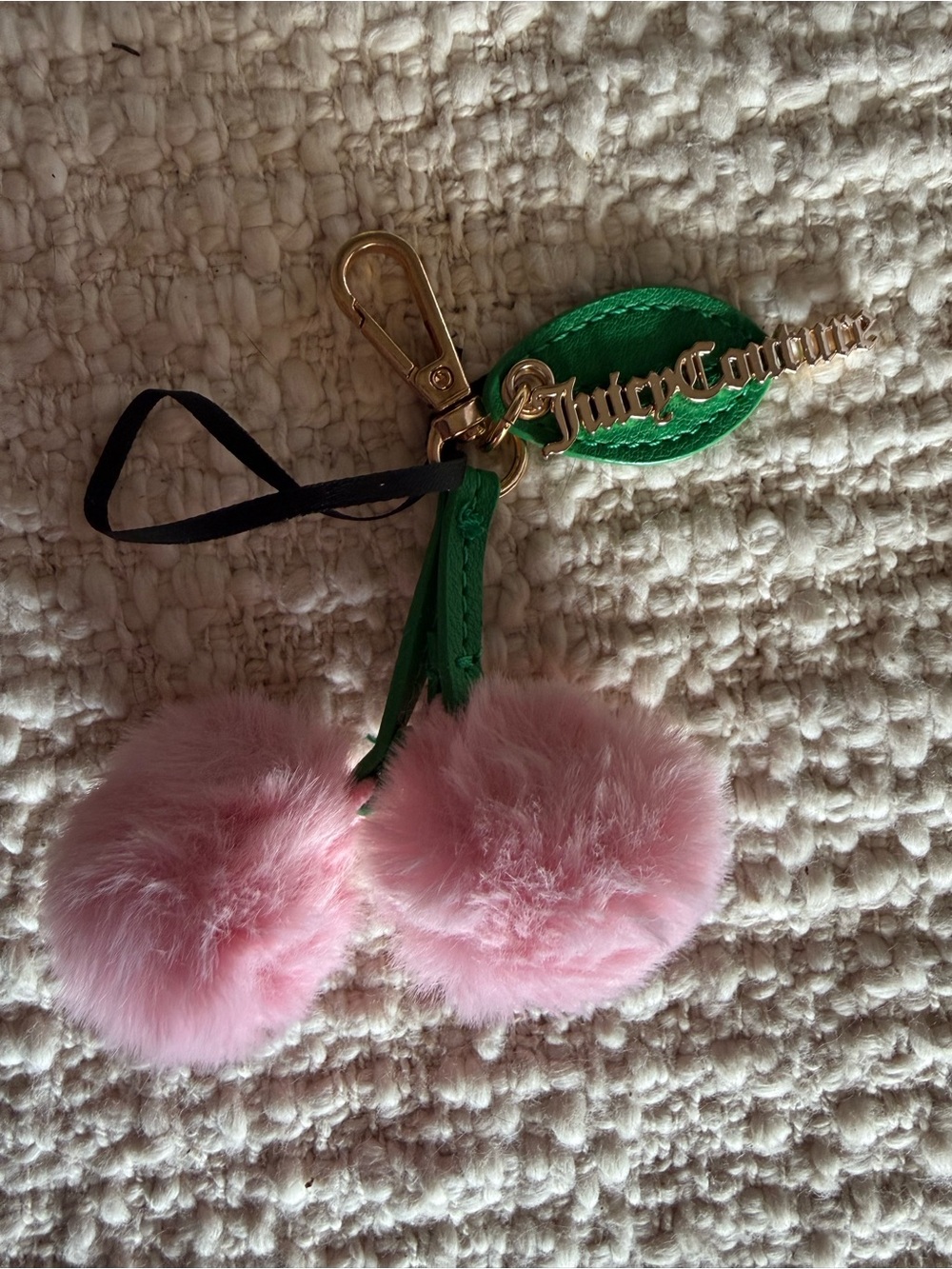 Adorable JUICY COUTURE Pink Puffy Cherries Key Purse Charm NWOT